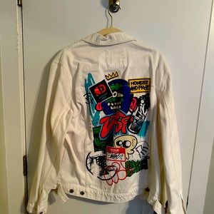Denim white Jacket with por art design details